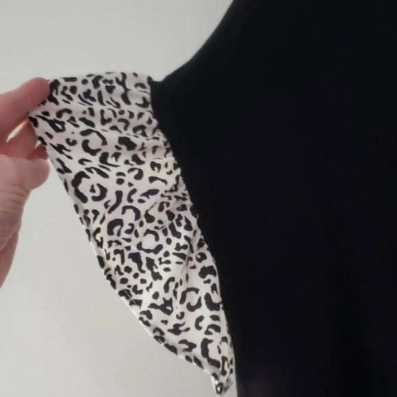 Beeson River Tiered Dress XL Extra Large Black White Animal Print Ruffle Comfy - Picture 4 of 13